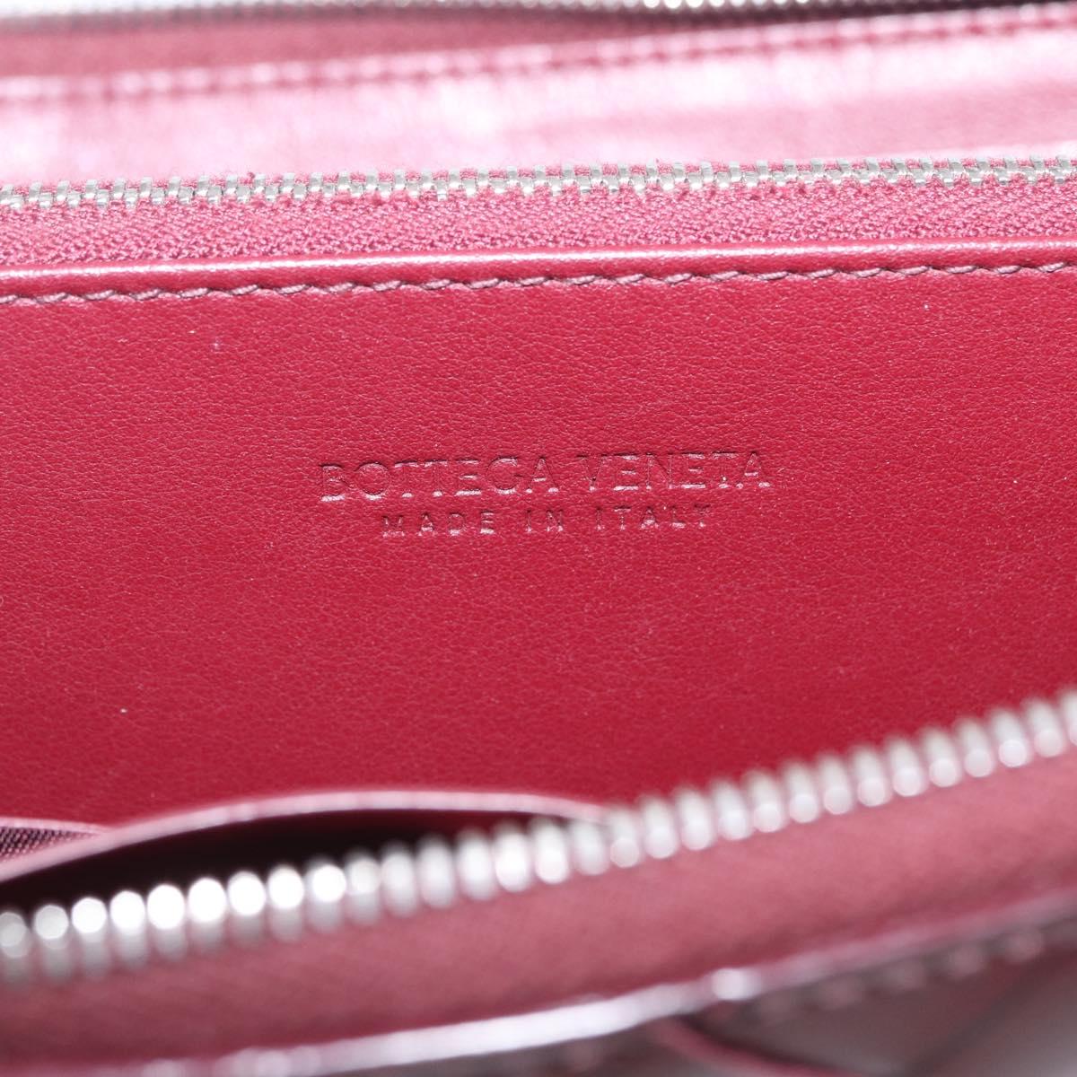 Bottega Veneta INTRECCIATO Long Wallet Leather Bordeaux Silver Auth 210636M