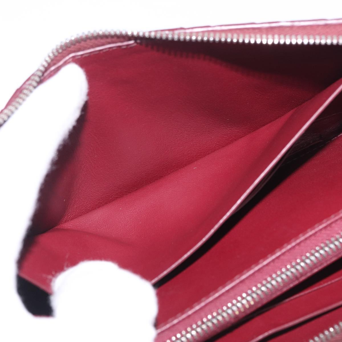 Bottega Veneta INTRECCIATO Long Wallet Leather Bordeaux Silver Auth 210636M