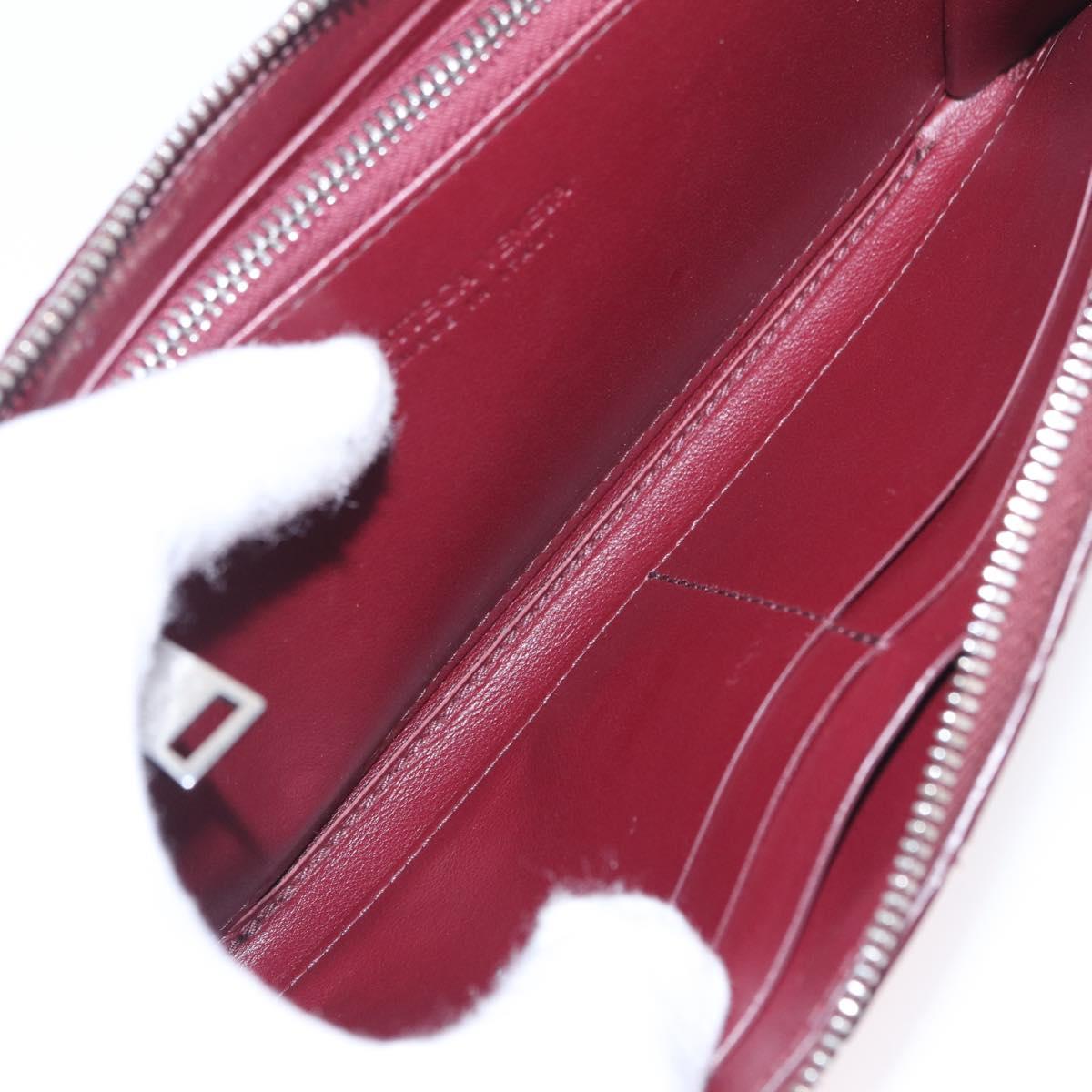 Bottega Veneta INTRECCIATO Long Wallet Leather Bordeaux Silver Auth 210636M