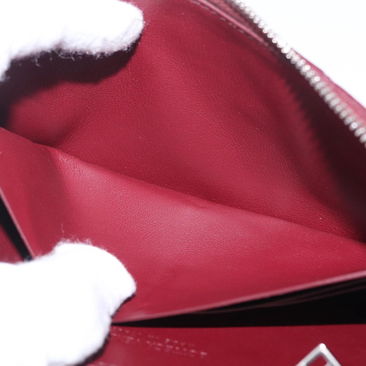 Bottega Veneta INTRECCIATO Long Wallet Leather Bordeaux Silver Auth 210636M