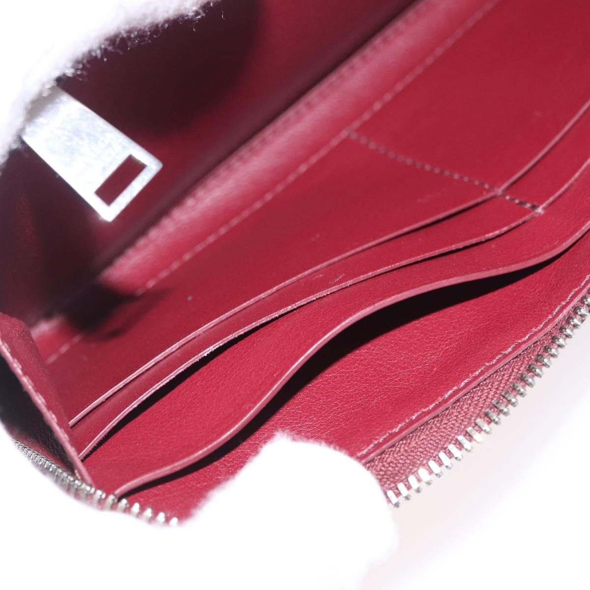 Bottega Veneta INTRECCIATO Long Wallet Leather Bordeaux Silver Auth 210636M