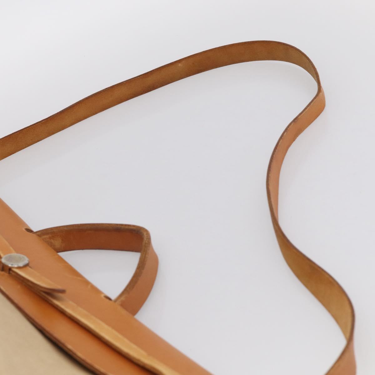 HERMES Herbag TGM Hand Bag Canvas 2way Beige Silver Auth 210637