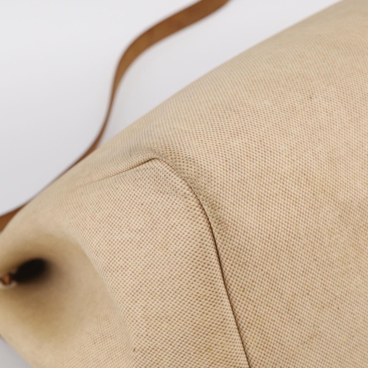 HERMES Herbag TGM Hand Bag Canvas 2way Beige Silver Auth 210637