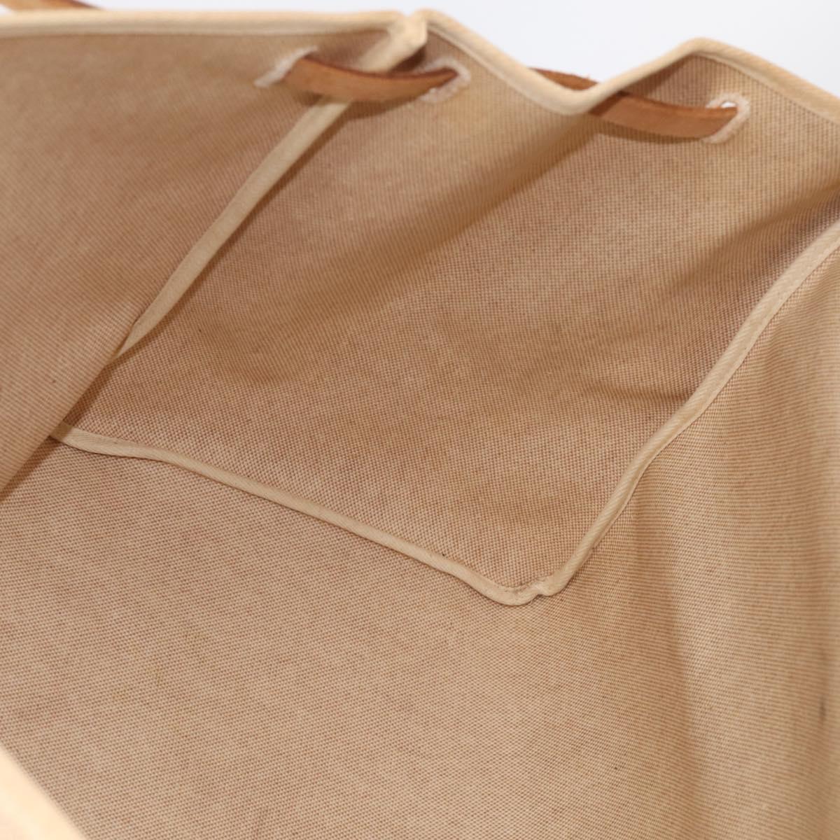 HERMES Herbag TGM Hand Bag Canvas 2way Beige Silver Auth 210637