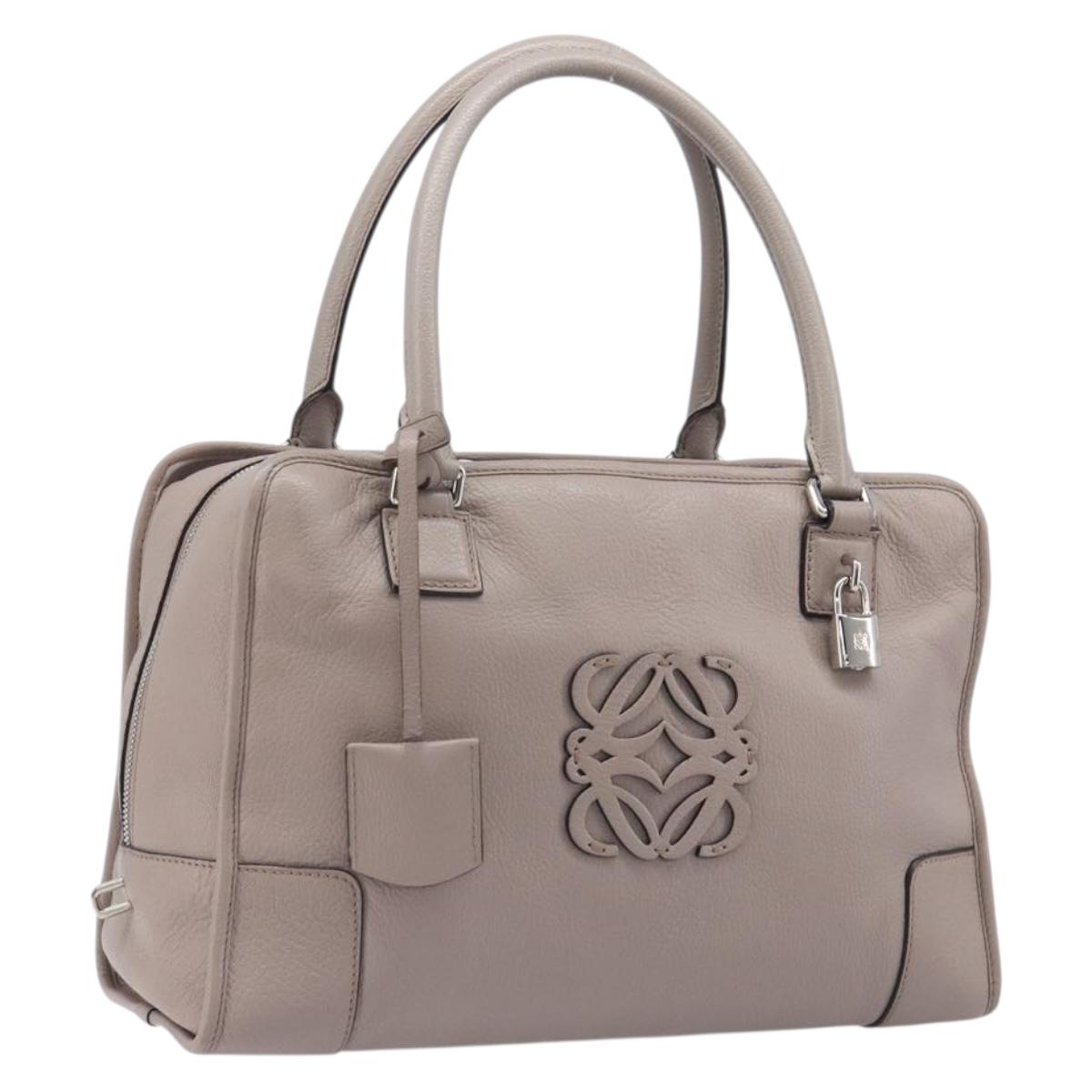 LOEWE Amazona 36 Hand Bag Leather Purple Gray Auth 210640A