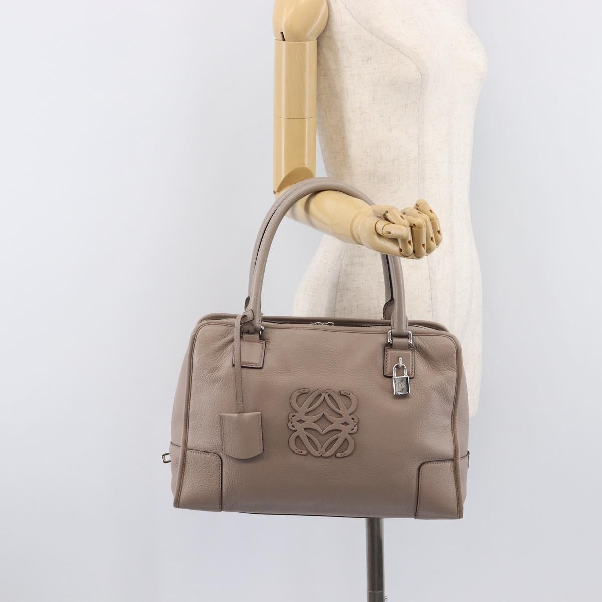 LOEWE Amazona 36 Hand Bag Leather Purple Gray Auth 210640A
