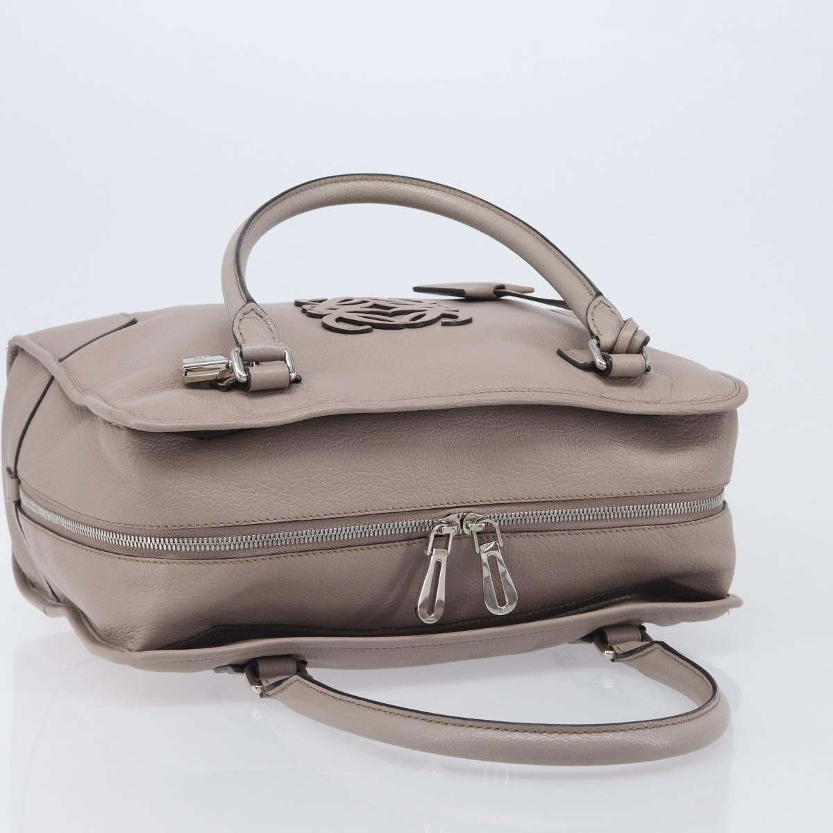 LOEWE Amazona 36 Hand Bag Leather Purple Gray Auth 210640A