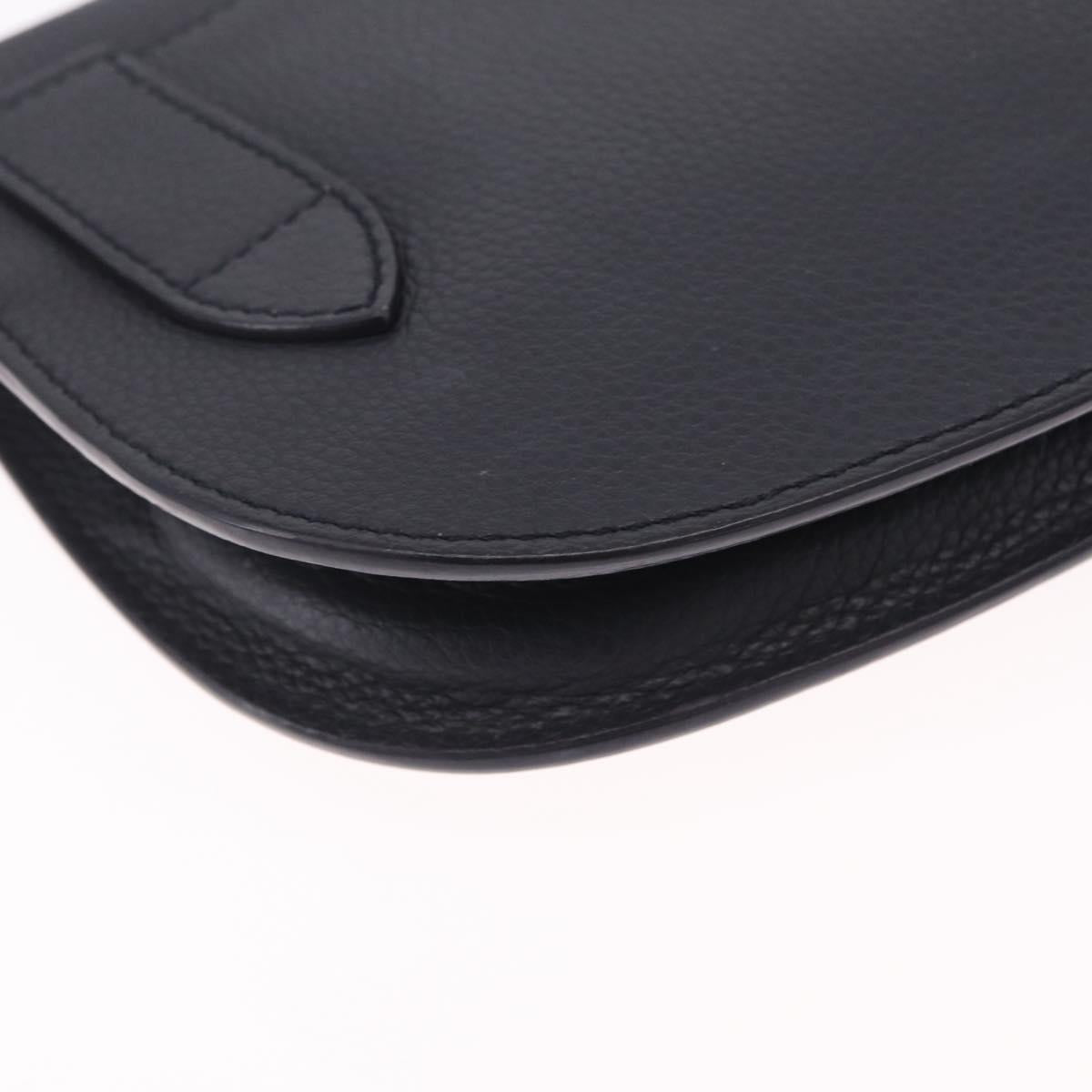 Christian Dior Saddle Messenger Shoulder Bag Leather Navy Silver Auth 210641V