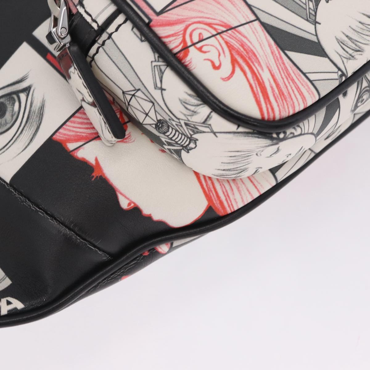 PRADA James Jean Collaboration Body Bag Leather Multicolor Silver Auth 210642M
