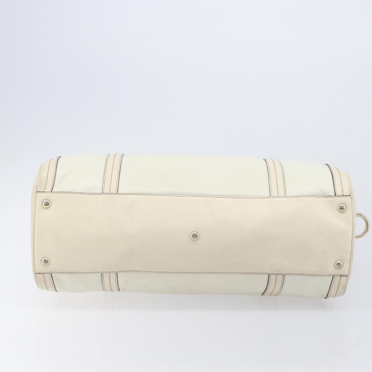 GUCCI Duchess Hysteria Hand Bag Leather White Gold 181488 Auth 210643