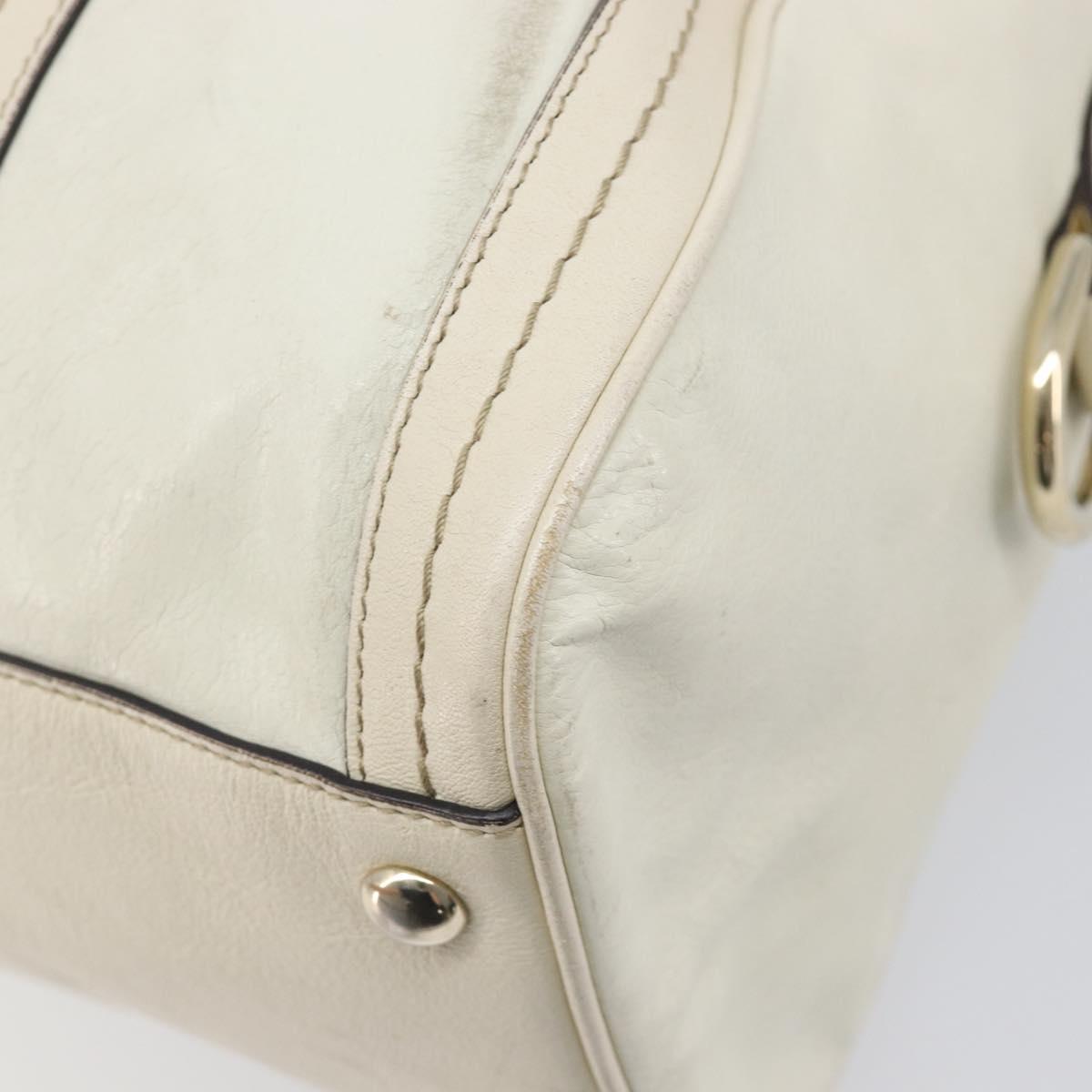 GUCCI Duchess Hysteria Hand Bag Leather White Gold 181488 Auth 210643