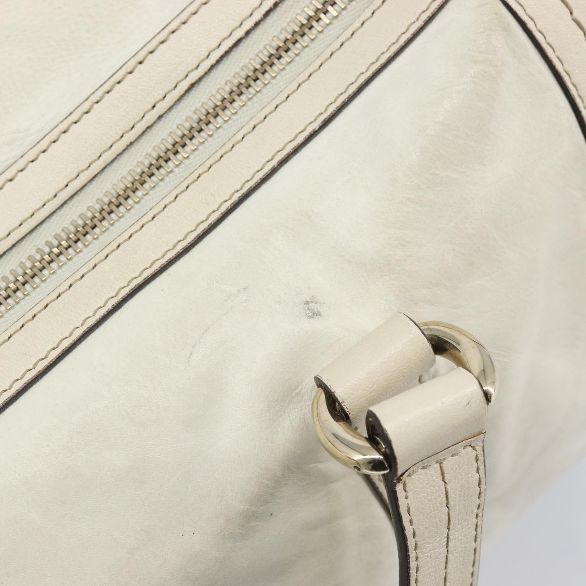 GUCCI Duchess Hysteria Hand Bag Leather White Gold 181488 Auth 210643