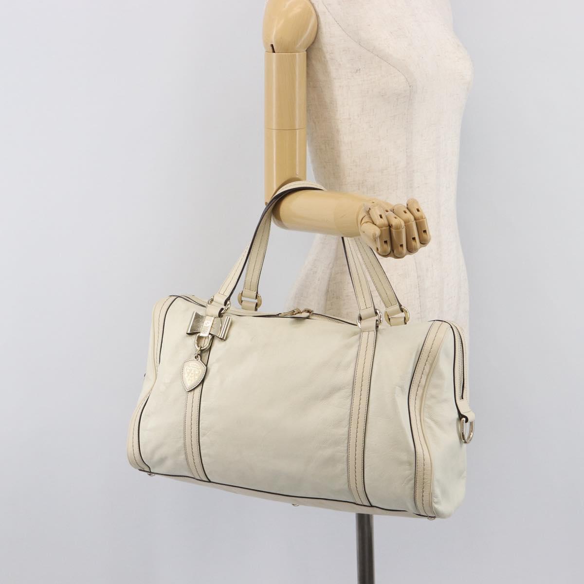 GUCCI Duchess Hysteria Hand Bag Leather White Gold 181488 Auth 210643