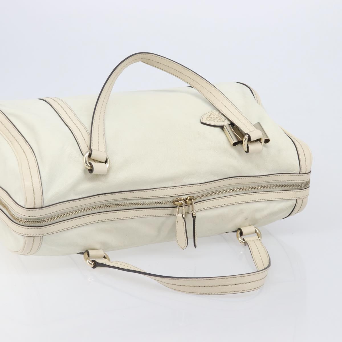 GUCCI Duchess Hysteria Hand Bag Leather White Gold 181488 Auth 210643