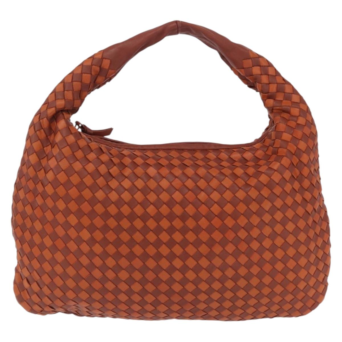 Bottega Veneta INTRECCIATO Hobo Bag Leather Brown Gold 115653 Auth 210646V