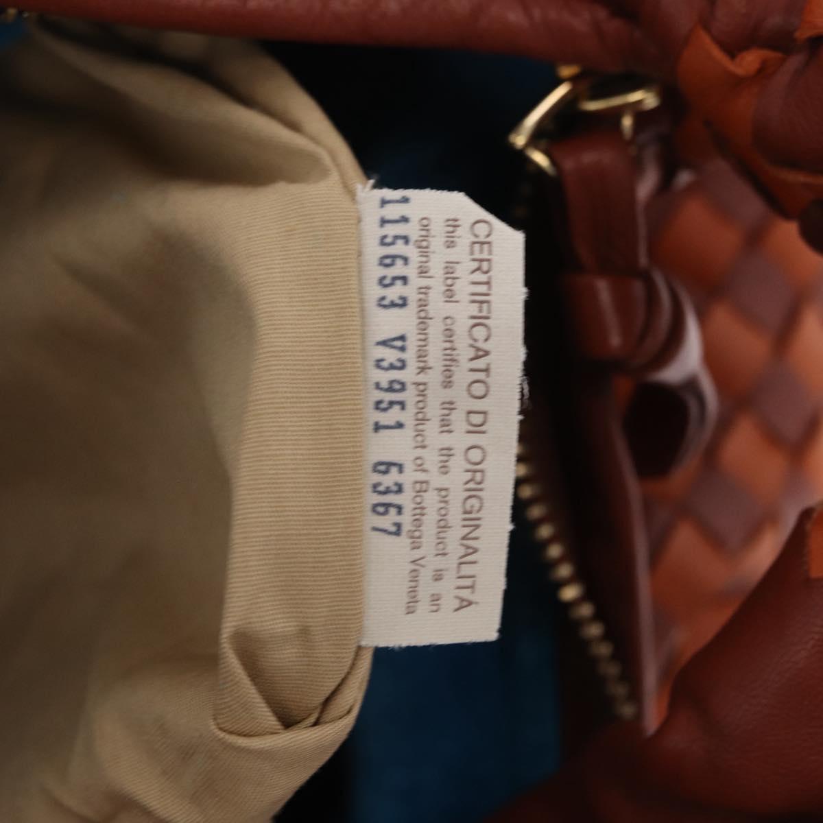 Bottega Veneta INTRECCIATO Hobo Bag Leather Brown Gold 115653 Auth 210646V