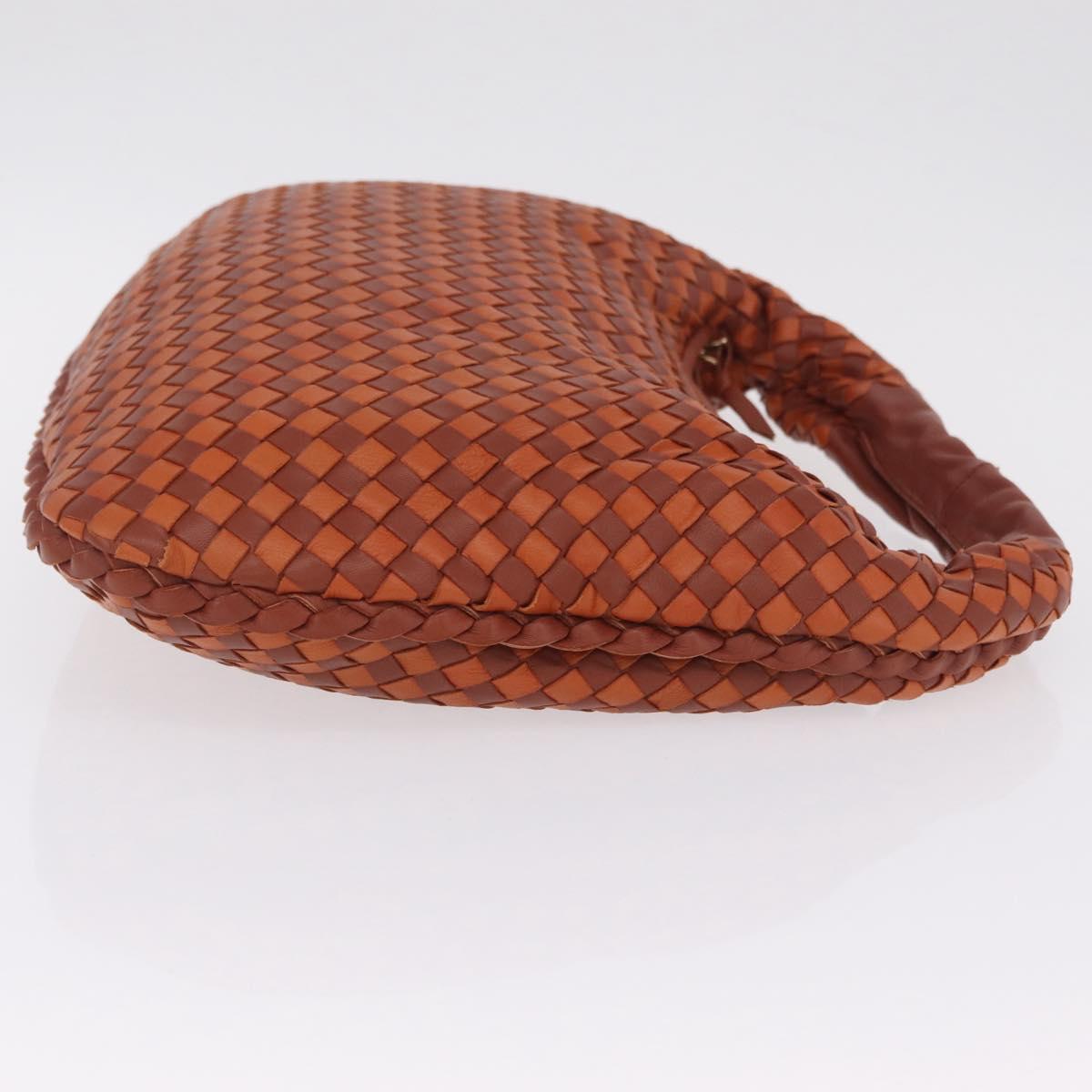 Bottega Veneta INTRECCIATO Hobo Bag Leather Brown Gold 115653 Auth 210646V