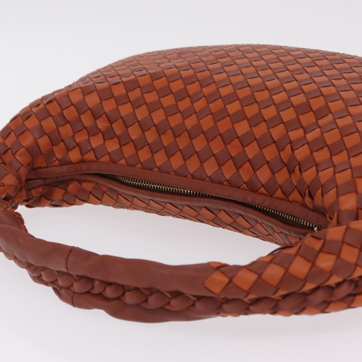 Bottega Veneta INTRECCIATO Hobo Bag Leather Brown Gold 115653 Auth 210646V