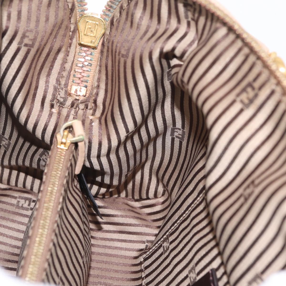 FENDI Chameleon Hand Bag Leather 2way Beige Gold F83 138 Auth 210647V