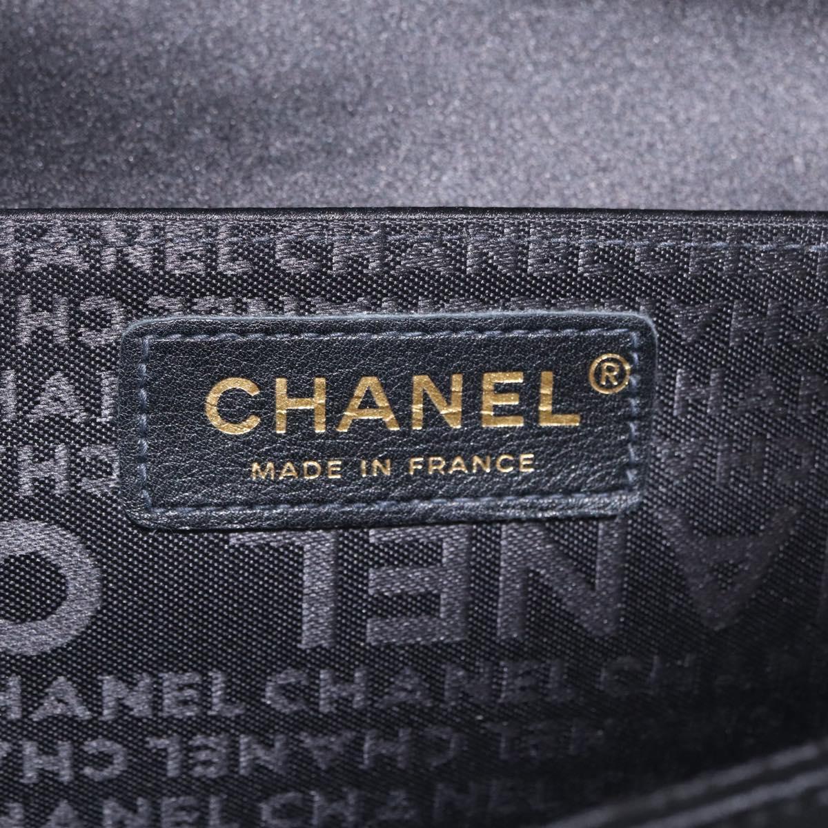 CHANEL Chain Shoulder Bag Satin Black Gold CC Auth 210649M
