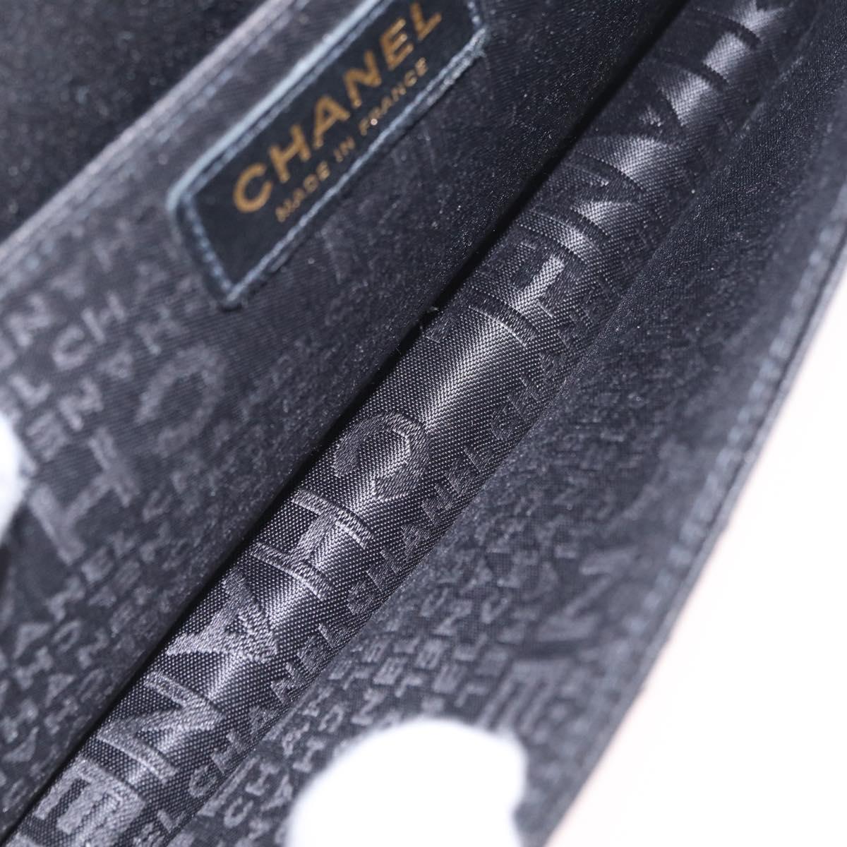 CHANEL Chain Shoulder Bag Satin Black Gold CC Auth 210649M