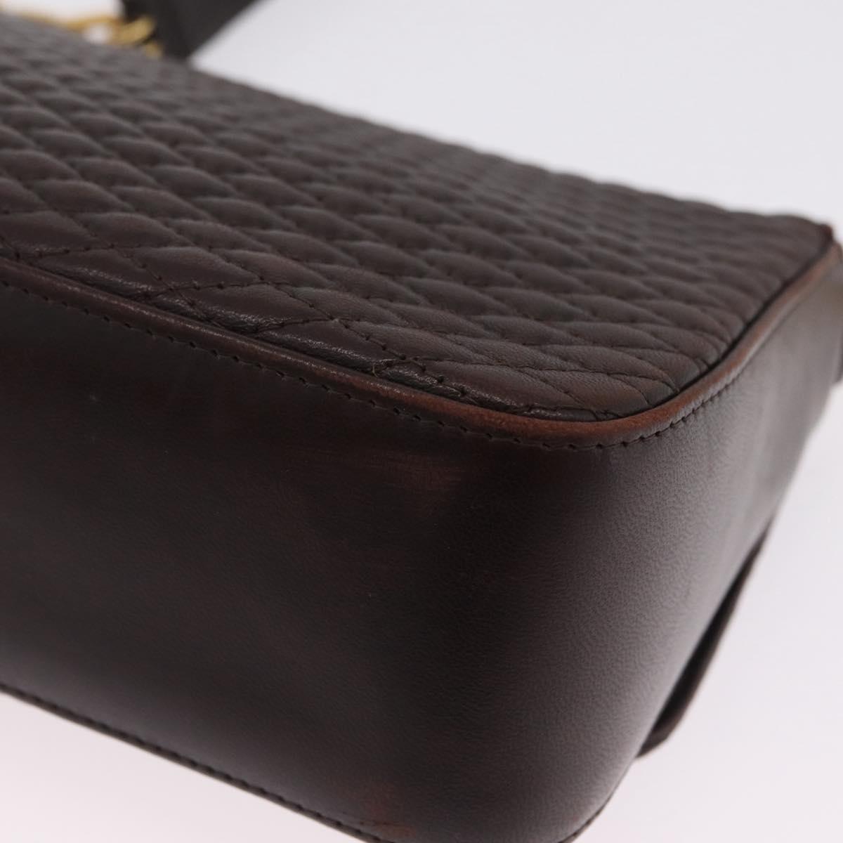Bally Shoulder Bag Leather Brown Gold Auth 210650A