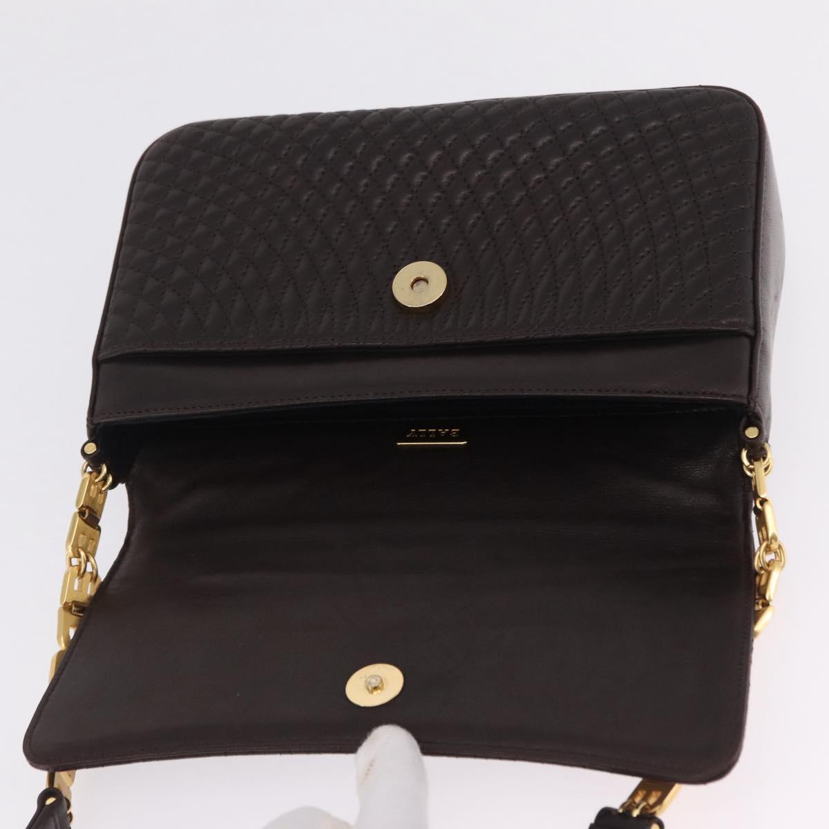 Bally Shoulder Bag Leather Brown Gold Auth 210650A