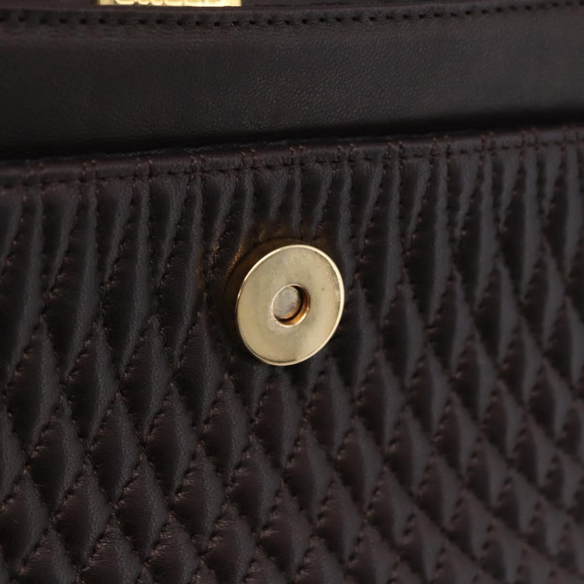 Bally Shoulder Bag Leather Brown Gold Auth 210650A