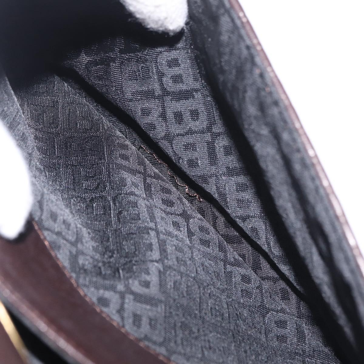 Bally Shoulder Bag Leather Brown Gold Auth 210650A