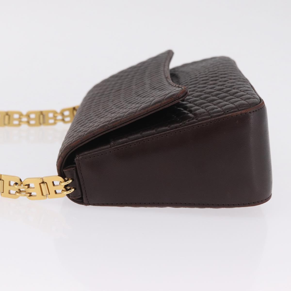 Bally Shoulder Bag Leather Brown Gold Auth 210650A