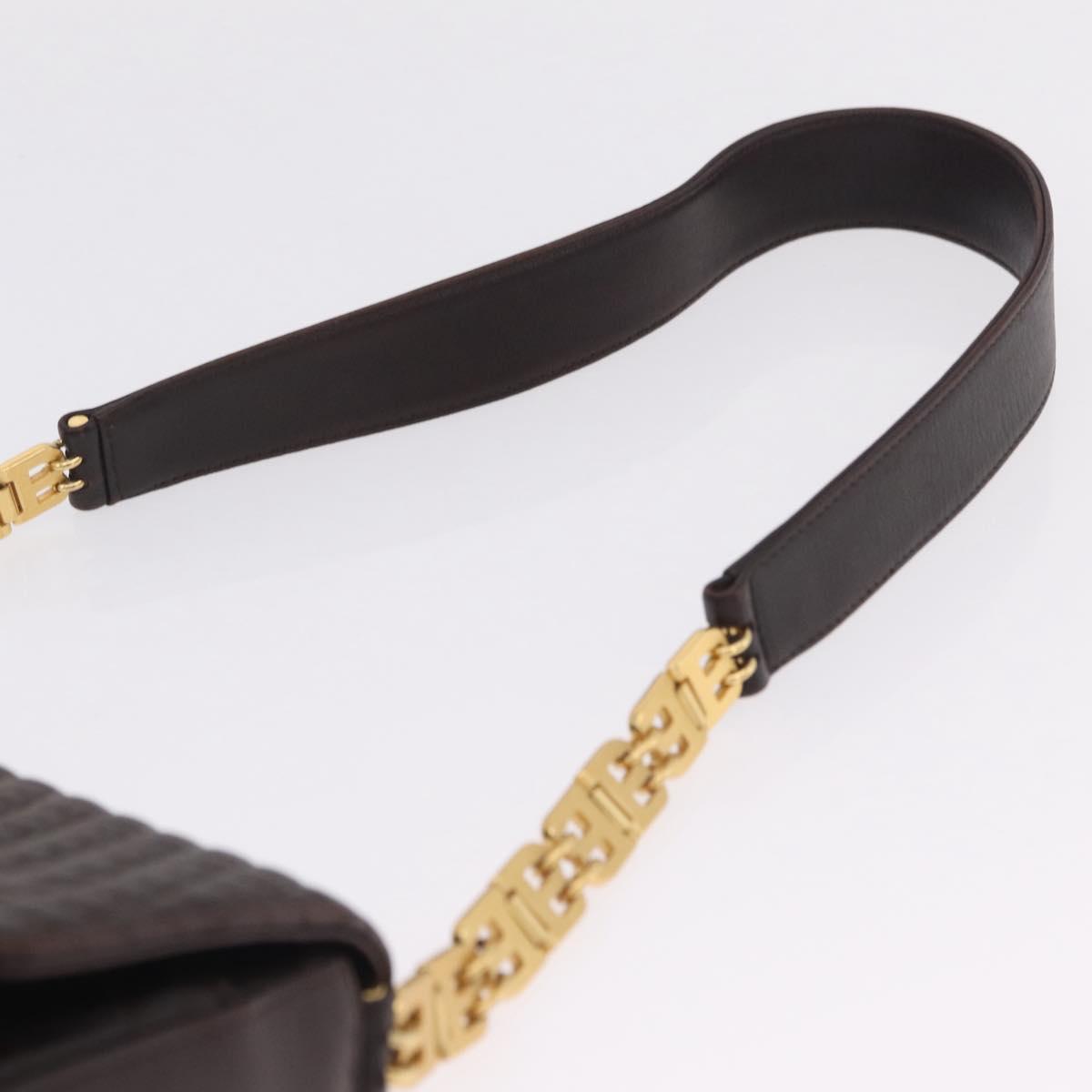 Bally Shoulder Bag Leather Brown Gold Auth 210650A