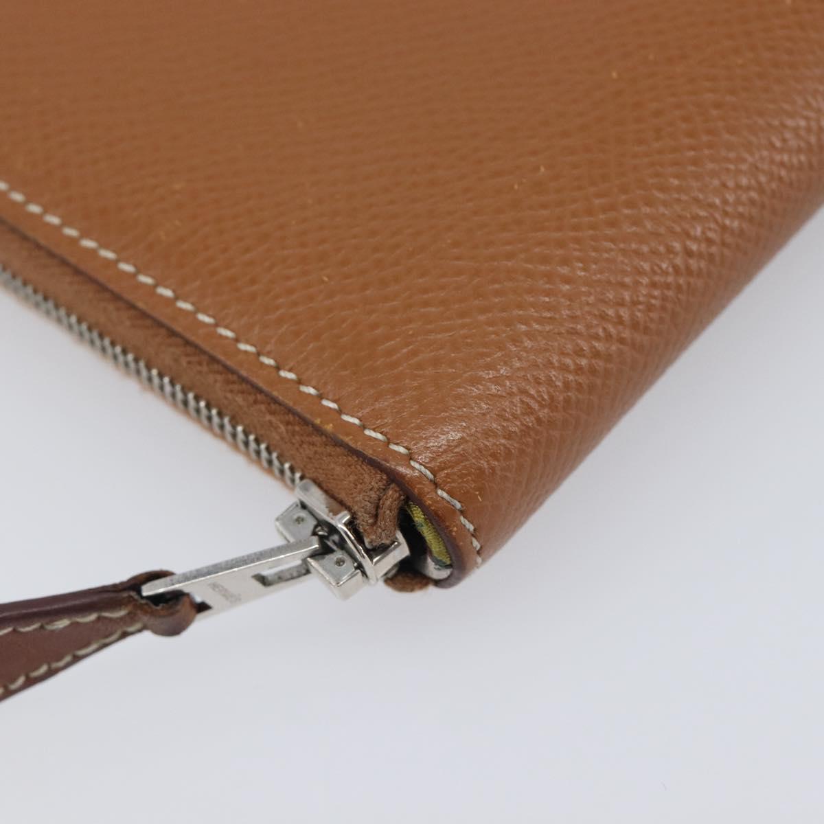 HERMES Azap Silk in Wallet Leather Brown Silver Auth 210655