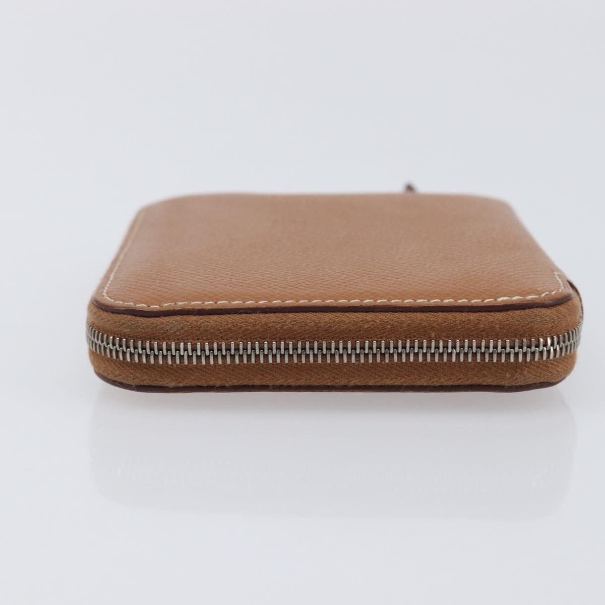 HERMES Azap Silk in Wallet Leather Brown Silver Auth 210655