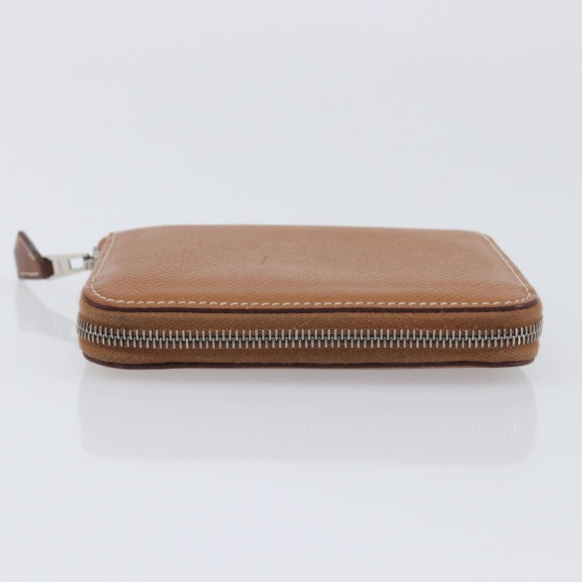 HERMES Azap Silk in Wallet Leather Brown Silver Auth 210655