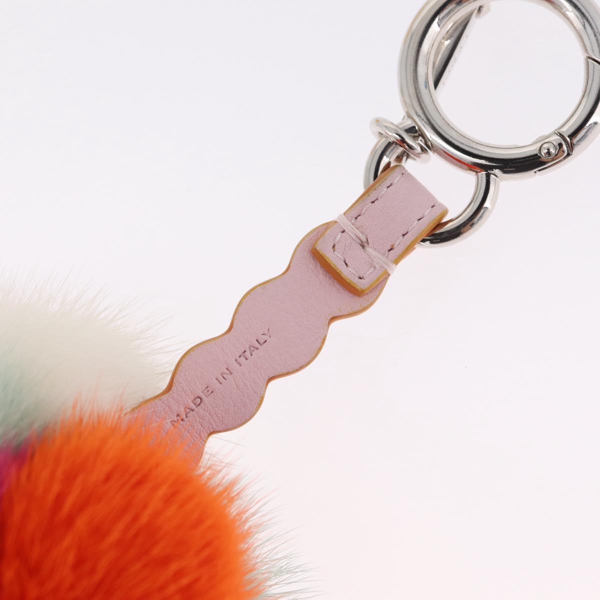 FENDI Ice Cream Bag Charm Leather Purple Silver Auth 210659M