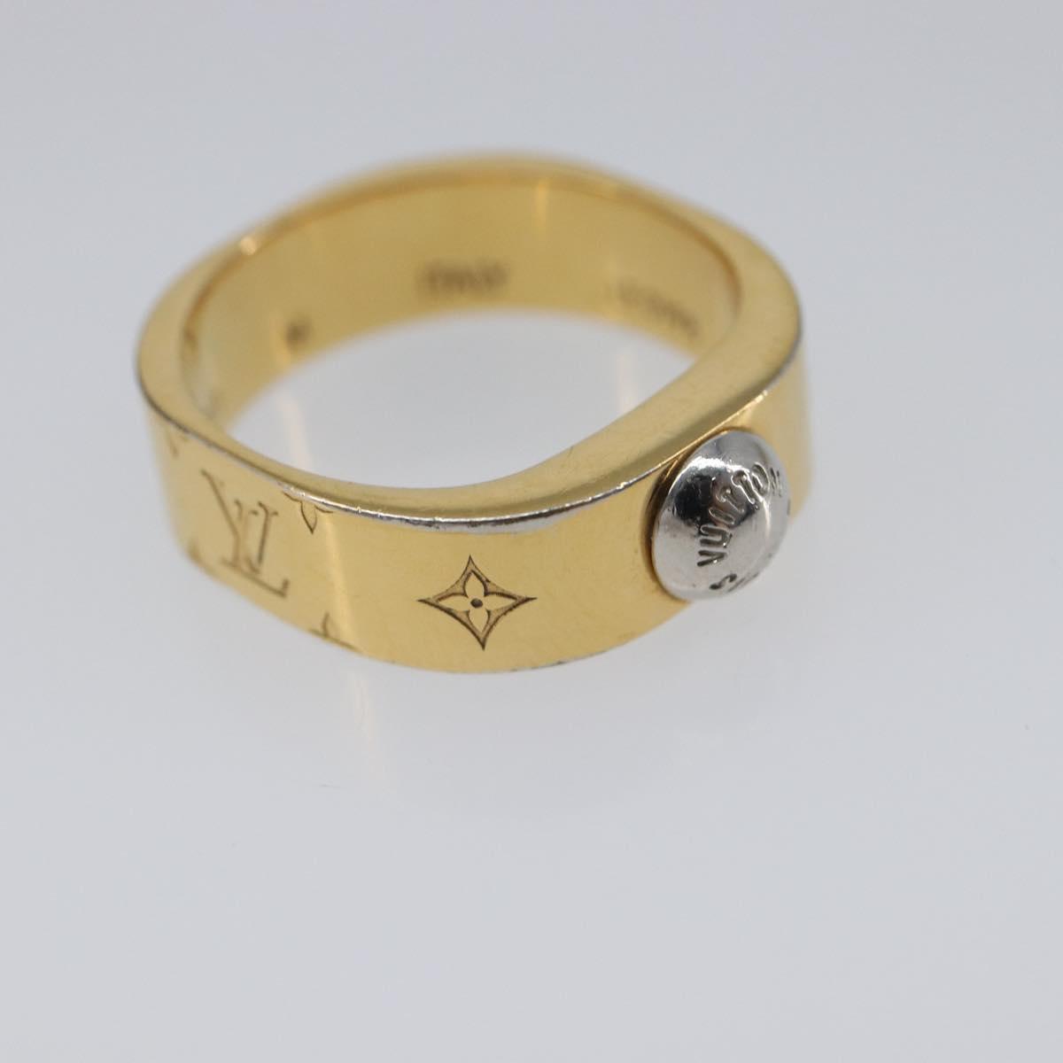 LOUIS VUITTON Nanogram Ring metal Gold LV Auth 210661