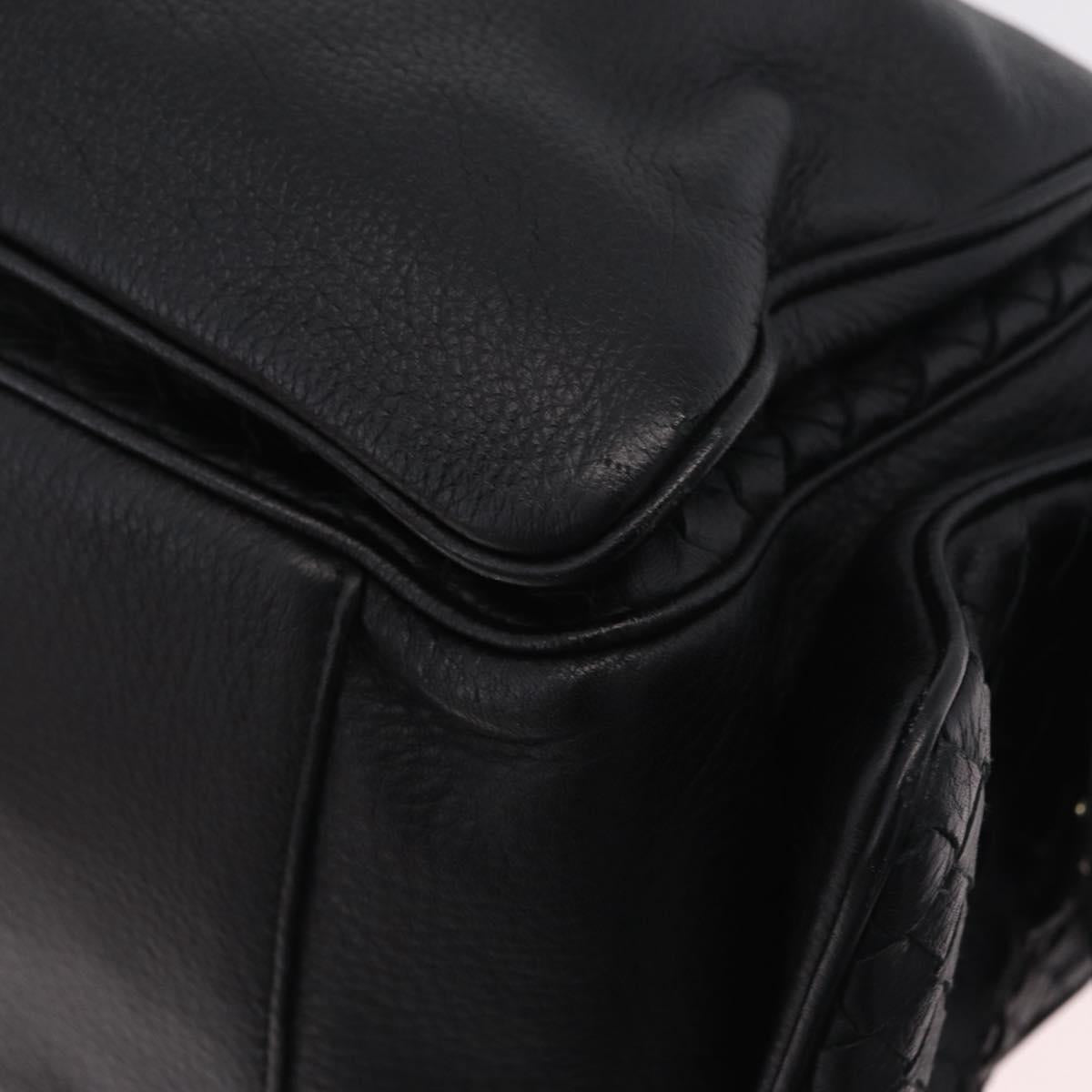 Bottega Veneta INTRECCIATO Hand Bag Leather Black 144413 Auth 210663V