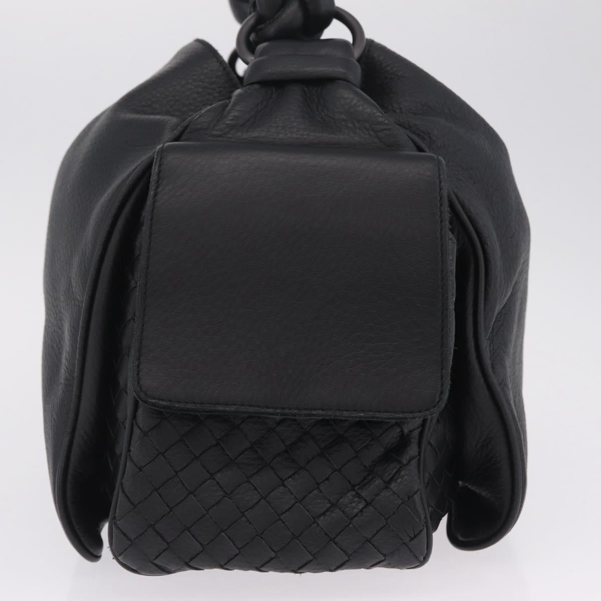 Bottega Veneta INTRECCIATO Hand Bag Leather Black 144413 Auth 210663V