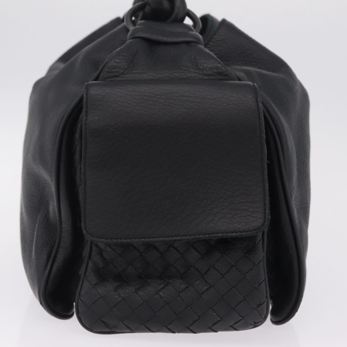 Bottega Veneta INTRECCIATO Hand Bag Leather Black 144413 Auth 210663V