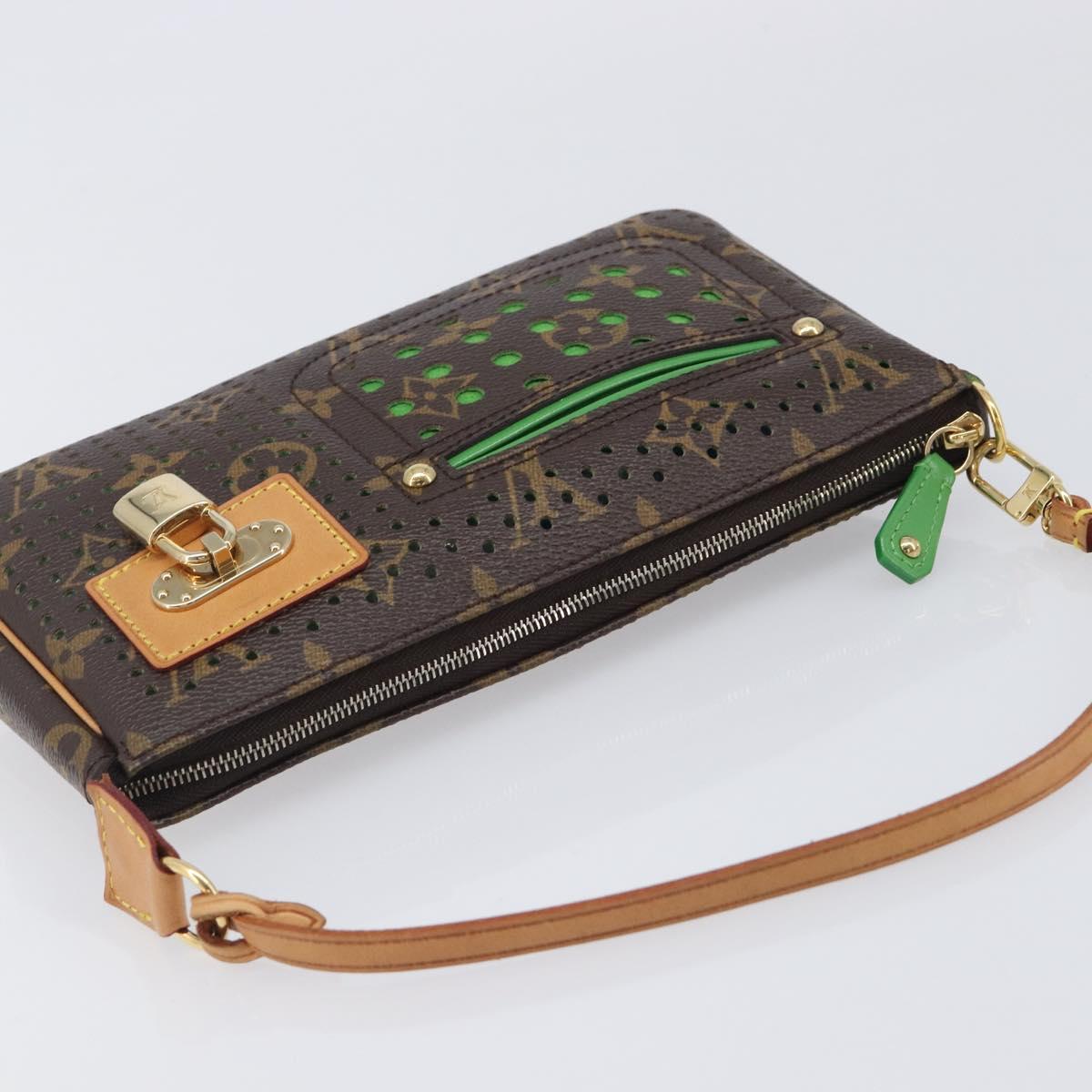 LOUIS VUITTON Monogram Perfo Pochette Accessoires Vert M95184 LV Auth 210664SAV