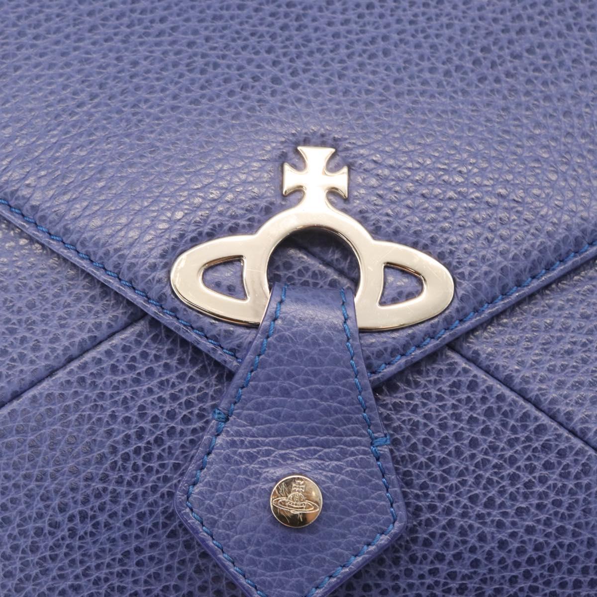 Vivienne Westwood Shoulder Bag Leather Blue Gold Auth 210665A