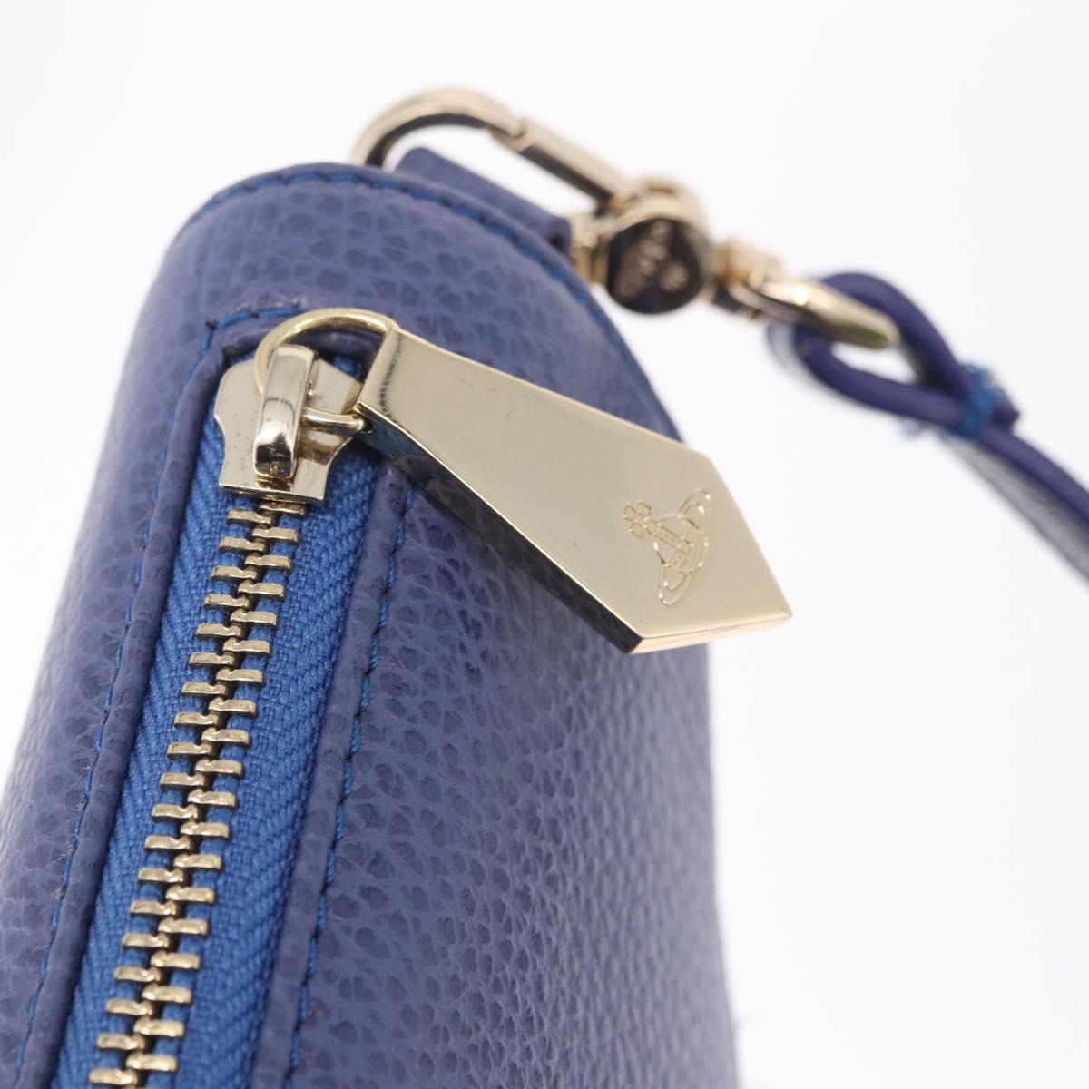 Vivienne Westwood Shoulder Bag Leather Blue Gold Auth 210665A