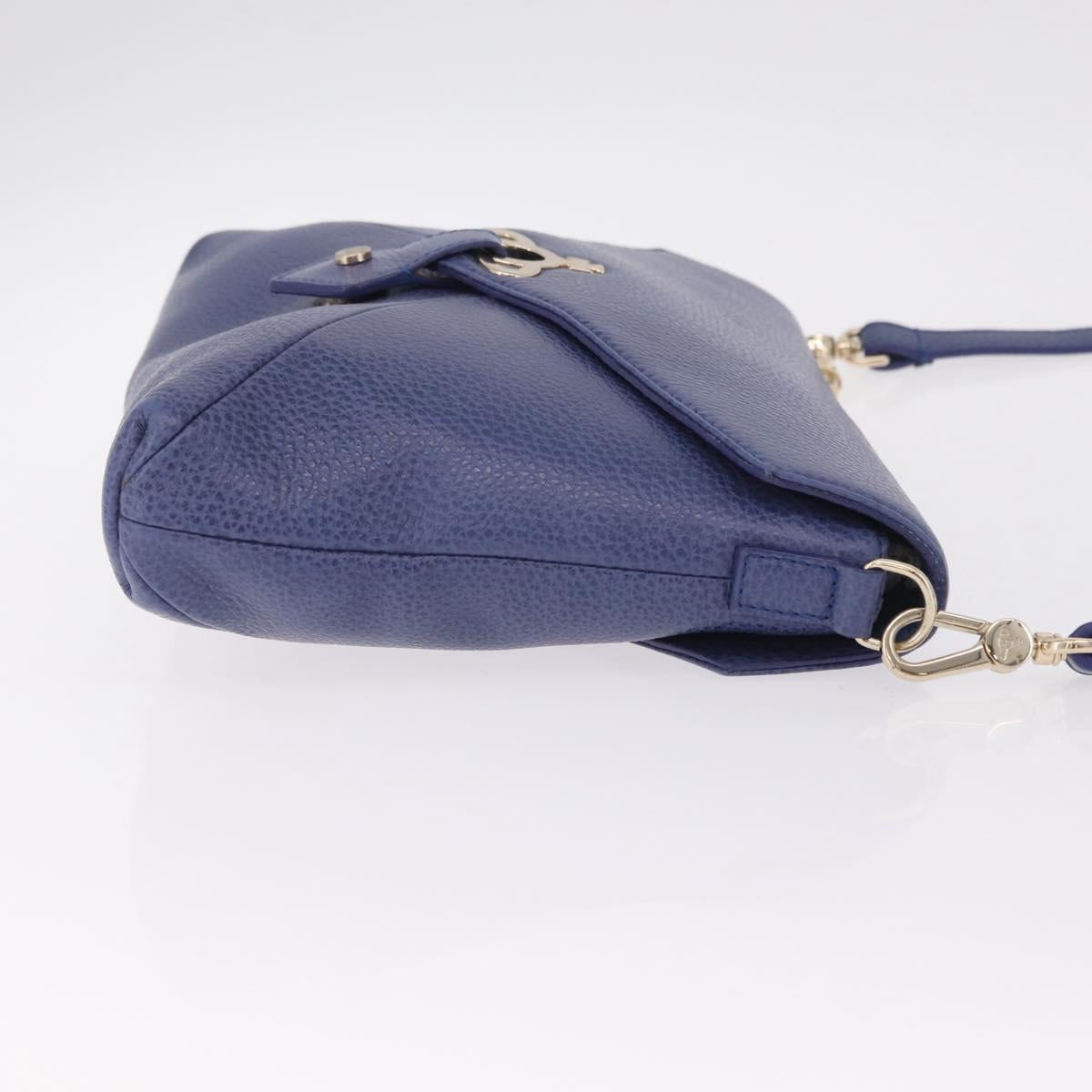 Vivienne Westwood Shoulder Bag Leather Blue Gold Auth 210665A
