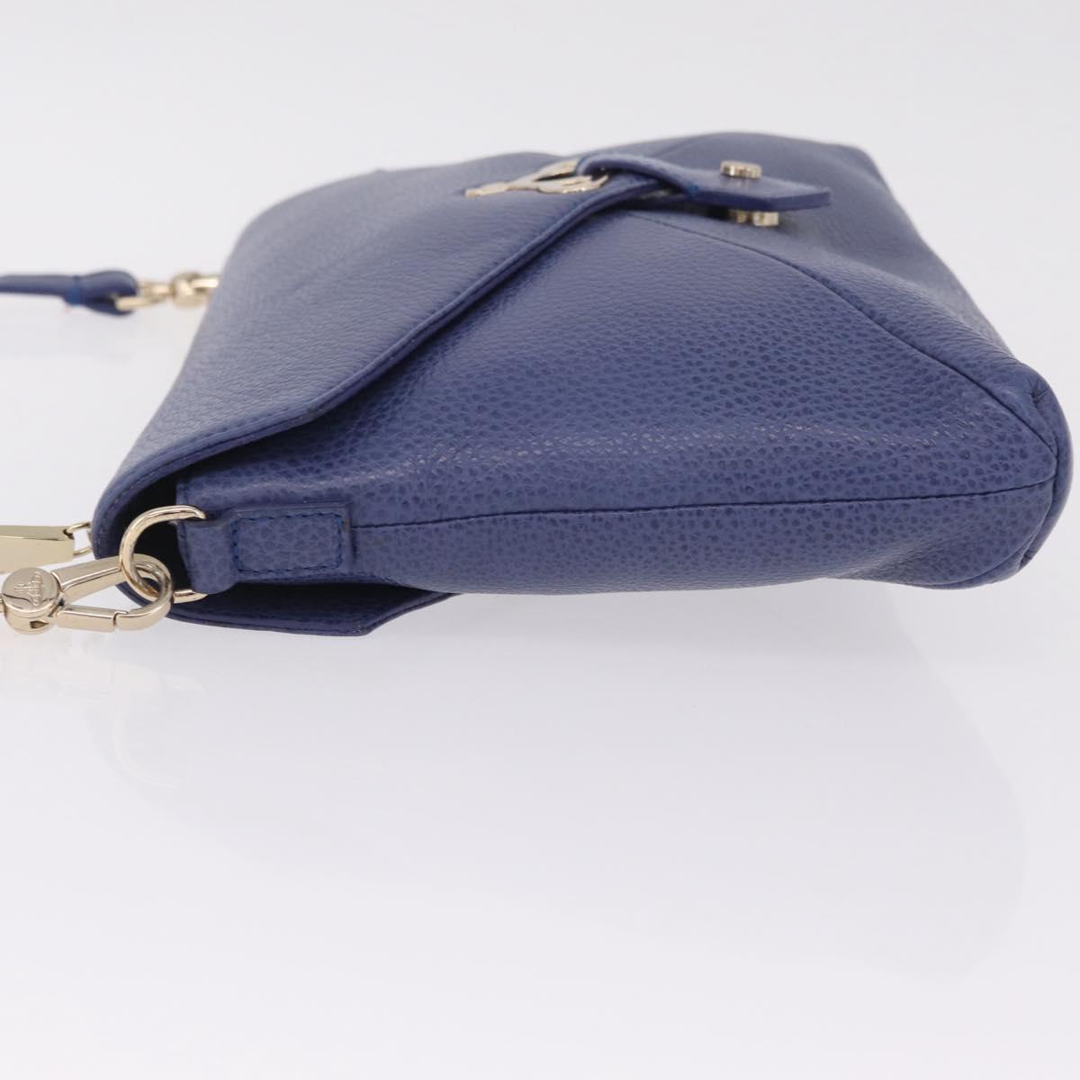 Vivienne Westwood Shoulder Bag Leather Blue Gold Auth 210665A