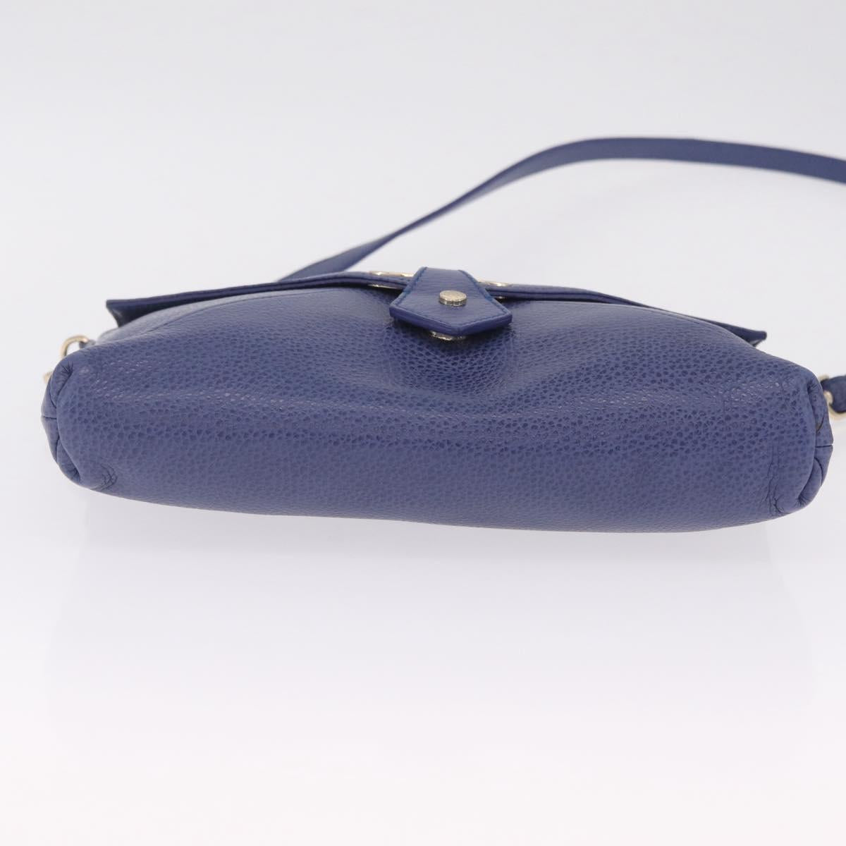 Vivienne Westwood Shoulder Bag Leather Blue Gold Auth 210665A