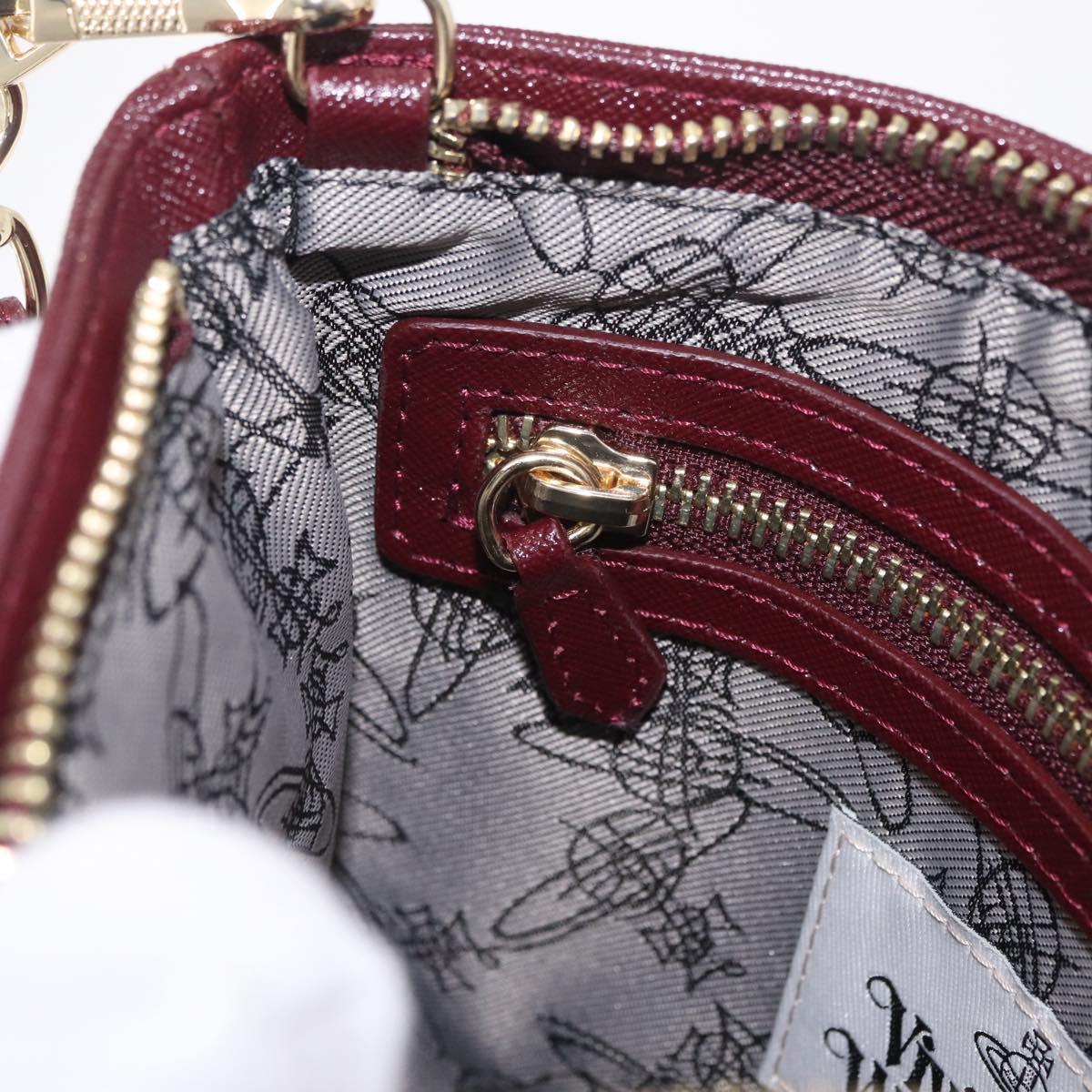 Vivienne Westwood Shoulder Bag Leather Bordeaux Gold Auth 210668A