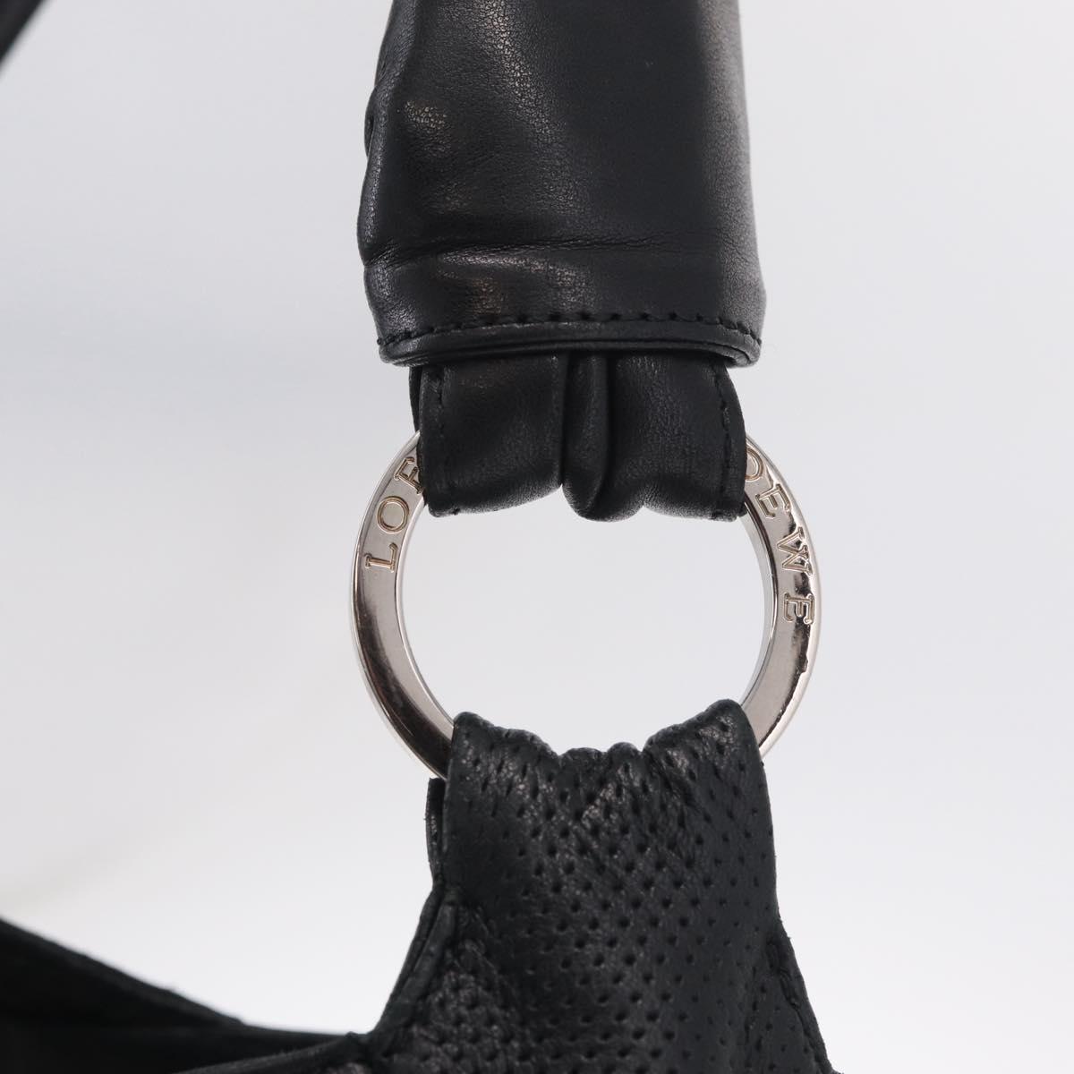 LOEWE Shoulder Bag Leather Black Silver Auth 210669A