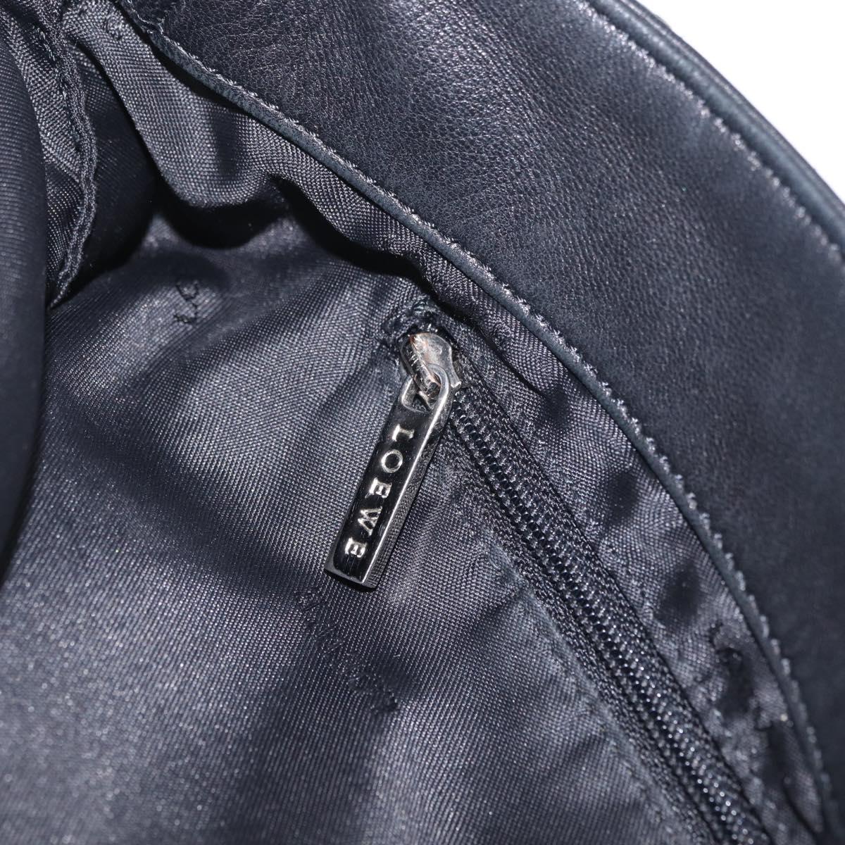LOEWE Shoulder Bag Leather Black Silver Auth 210669A