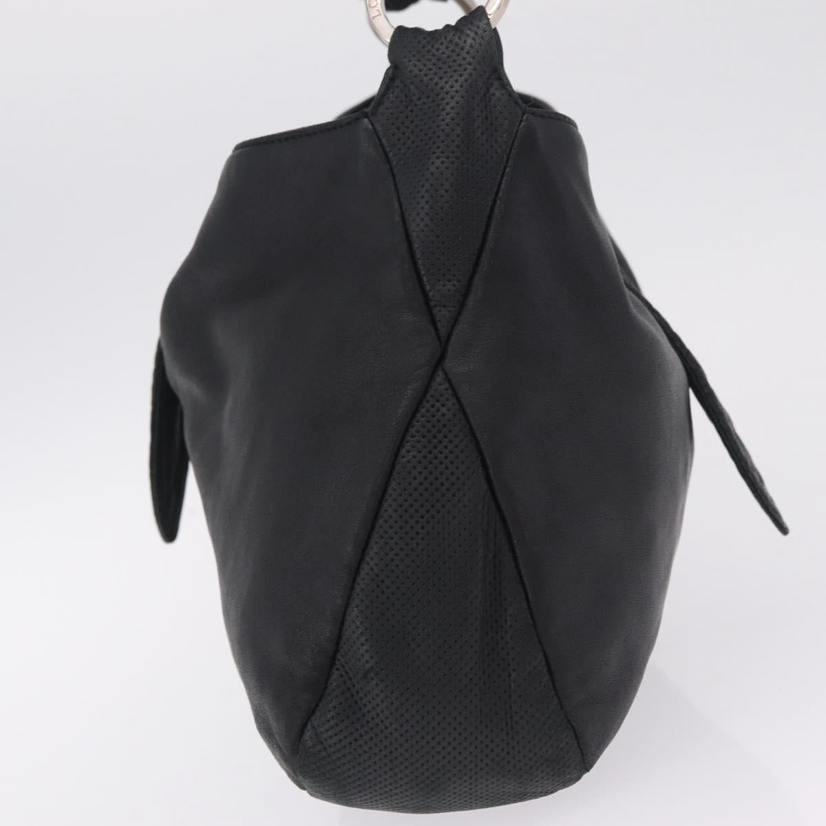 LOEWE Shoulder Bag Leather Black Silver Auth 210669A