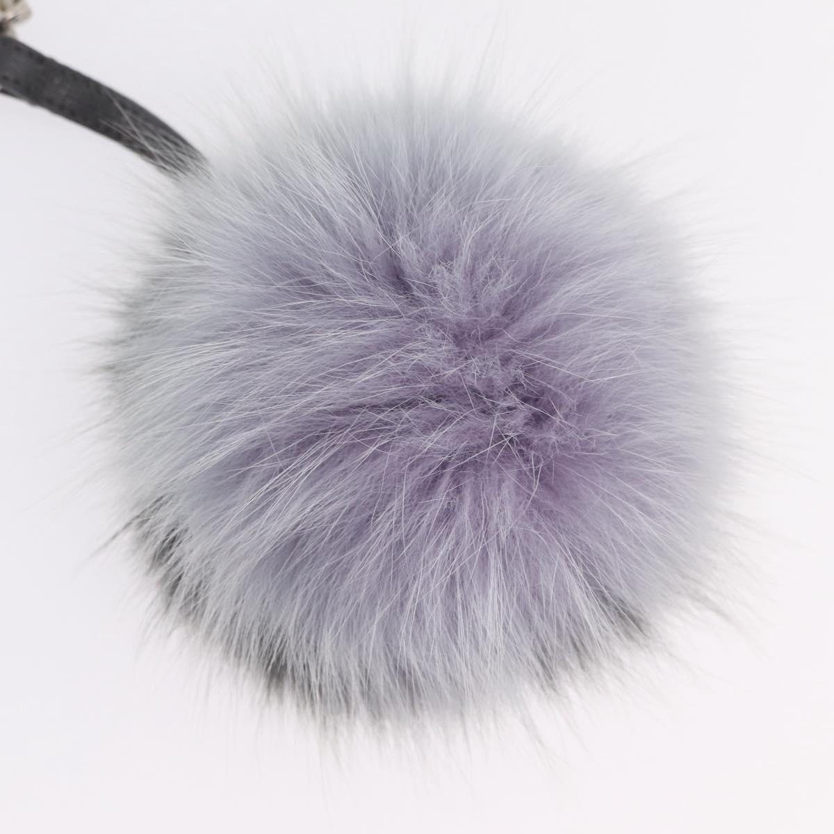 FENDI Bag Charm fur Gray Silver Auth 210671M